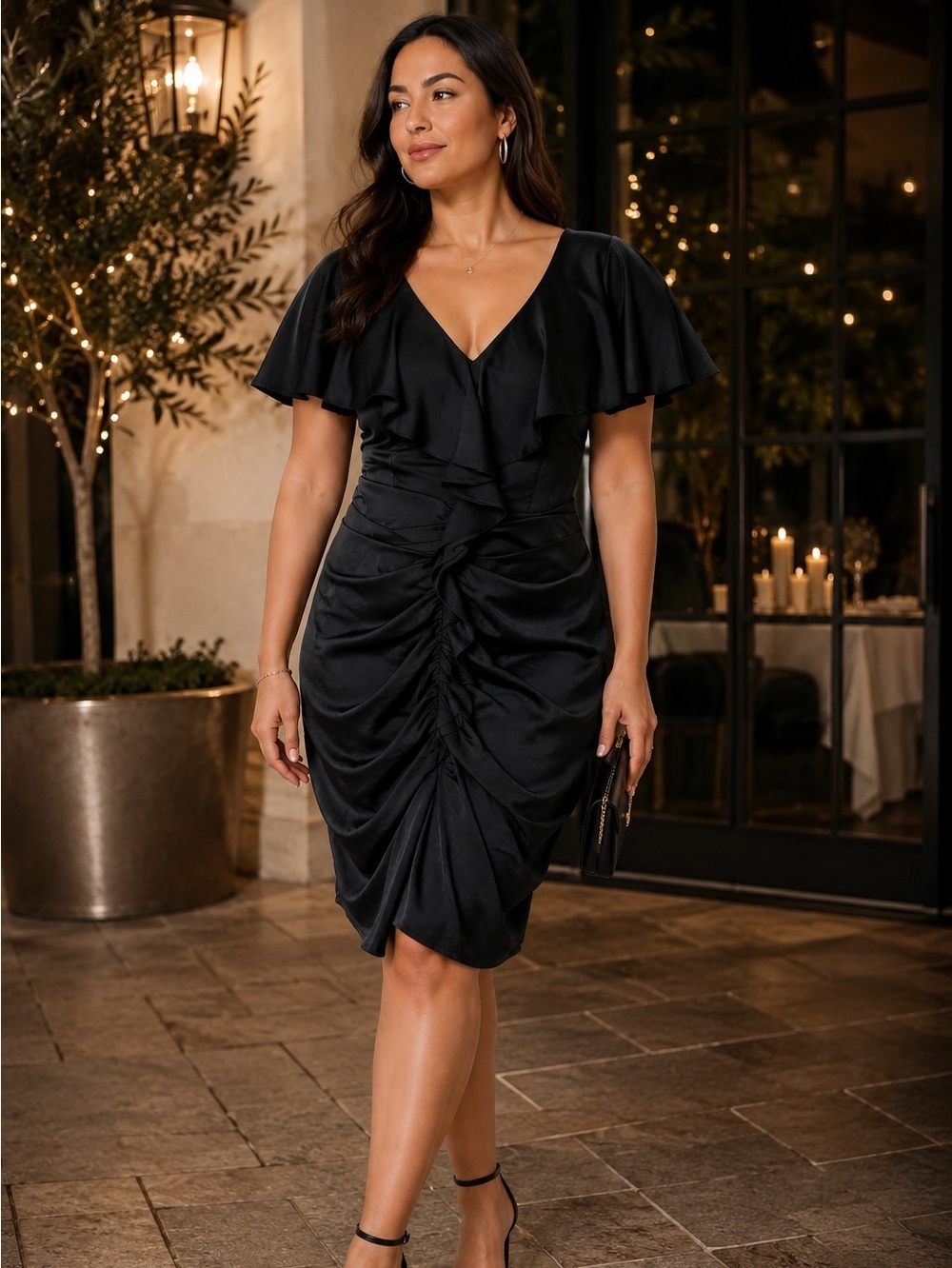 Miss Sixty Black Ruched Sheath Dress SZ 12